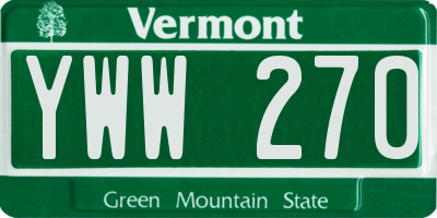 VT license plate YWW270