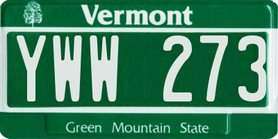 VT license plate YWW273