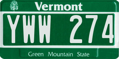 VT license plate YWW274