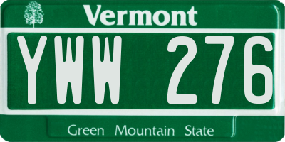 VT license plate YWW276