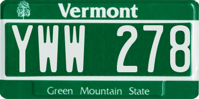 VT license plate YWW278