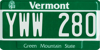 VT license plate YWW280