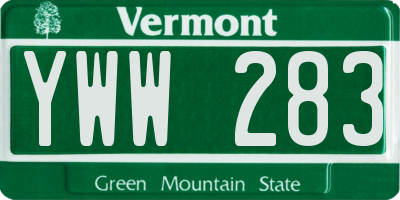 VT license plate YWW283