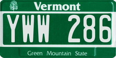 VT license plate YWW286