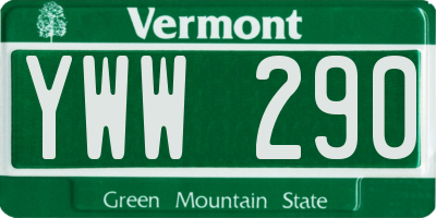 VT license plate YWW290