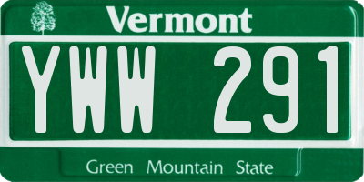 VT license plate YWW291