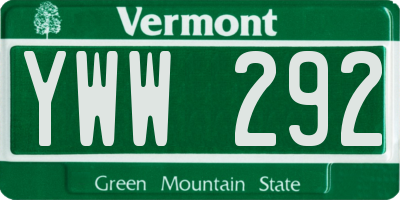 VT license plate YWW292