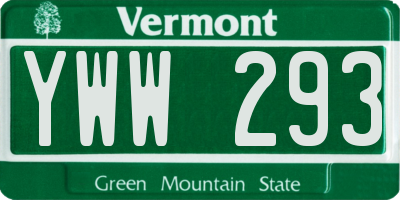 VT license plate YWW293