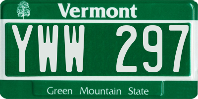 VT license plate YWW297