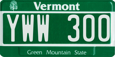VT license plate YWW300