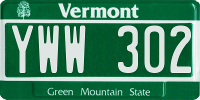 VT license plate YWW302