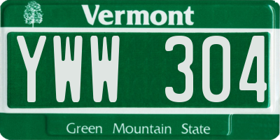 VT license plate YWW304