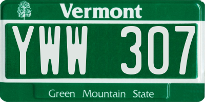 VT license plate YWW307
