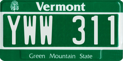 VT license plate YWW311