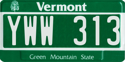 VT license plate YWW313