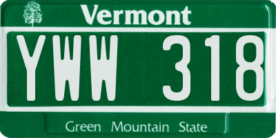 VT license plate YWW318