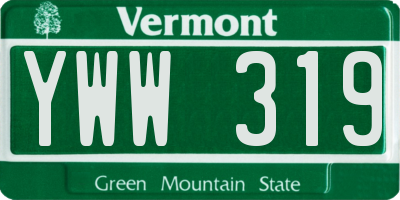 VT license plate YWW319