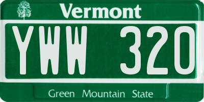 VT license plate YWW320