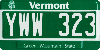 VT license plate YWW323