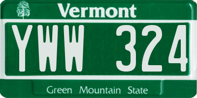 VT license plate YWW324