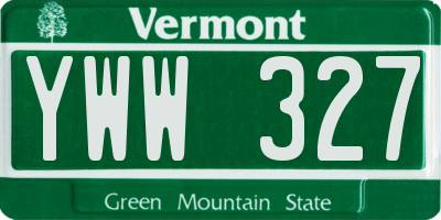 VT license plate YWW327
