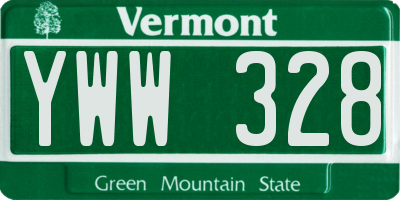 VT license plate YWW328