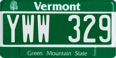 VT license plate YWW329