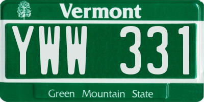 VT license plate YWW331