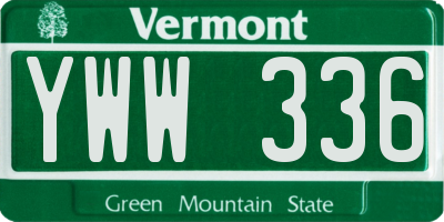 VT license plate YWW336