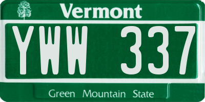 VT license plate YWW337