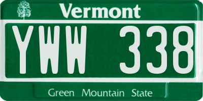 VT license plate YWW338