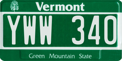 VT license plate YWW340