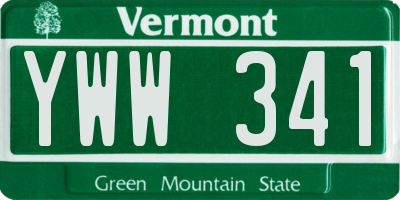 VT license plate YWW341