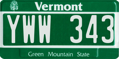 VT license plate YWW343