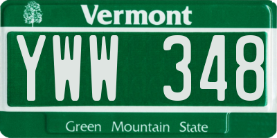 VT license plate YWW348