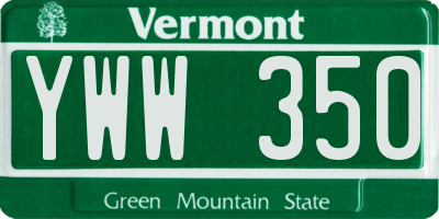VT license plate YWW350