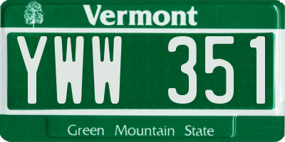 VT license plate YWW351