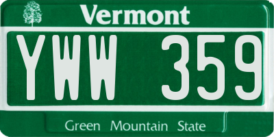 VT license plate YWW359