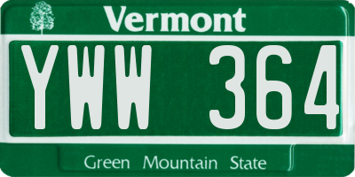 VT license plate YWW364
