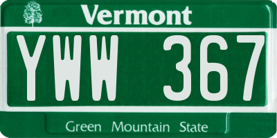 VT license plate YWW367