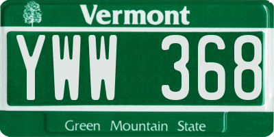 VT license plate YWW368