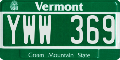 VT license plate YWW369