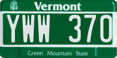 VT license plate YWW370