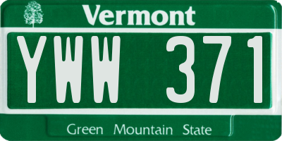 VT license plate YWW371