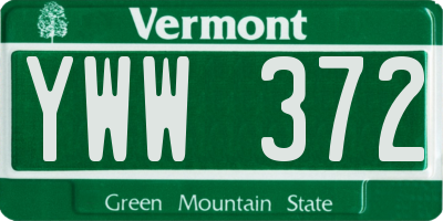 VT license plate YWW372