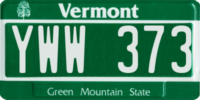 VT license plate YWW373