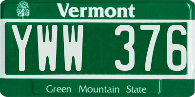 VT license plate YWW376