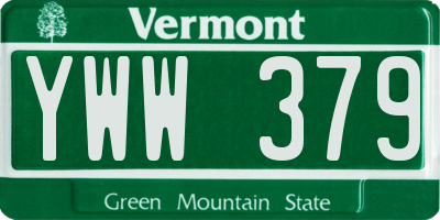 VT license plate YWW379