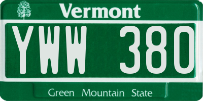 VT license plate YWW380