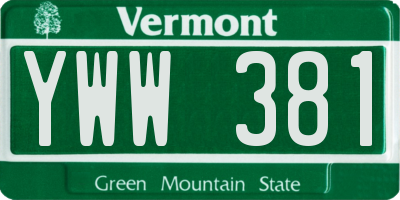 VT license plate YWW381